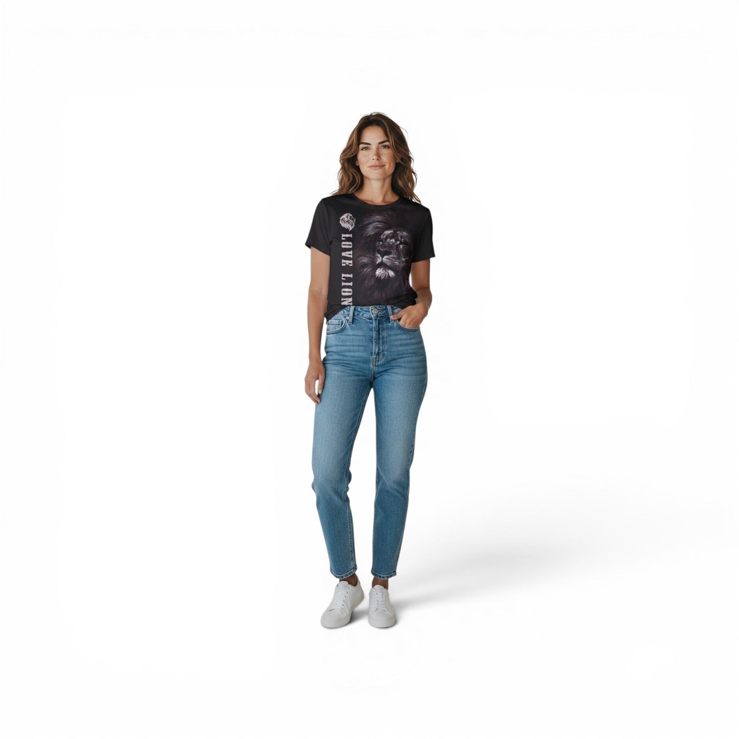 T Shirt [ LOVE LION ]pour [ Femme ] [ Taille : L] [ Manche courte ] [ Occasion]
